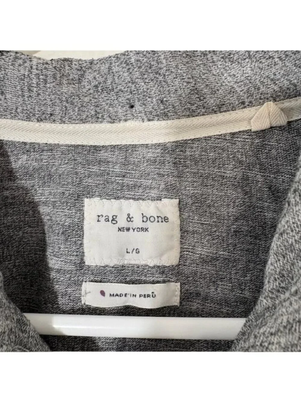 Rag & Bone Polo Shirt Mens Large Gray Short Sleeve Peru Knit Casual Classic
